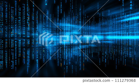 Abstract blue digital computer data on dark background. Abstract blue digital computer data on dark background. 111279368