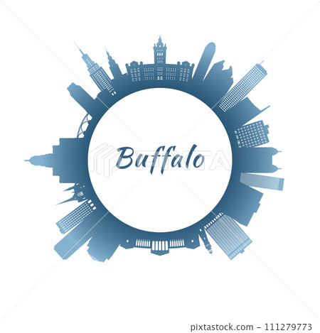 Buffalo skyline with colorful buildings. 111279773