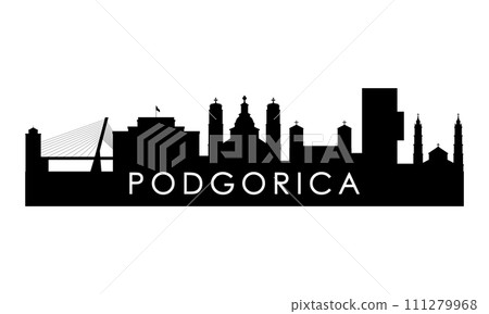Podgorica skyline silhouette. 111279968