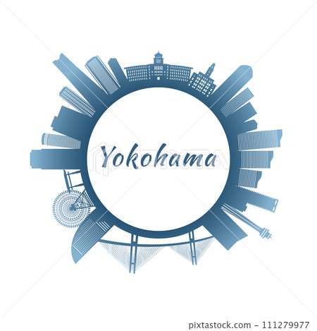 Yokohama skyline with colorful buildings.  111279977
