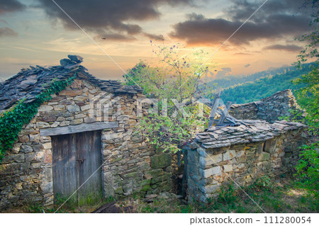 Sunset Over Ardeche Ruins Sunset Over Ardeche Ruins 111280054