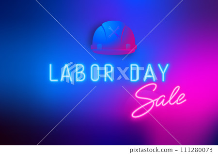 Labor Day Sale neon banner. 111280073