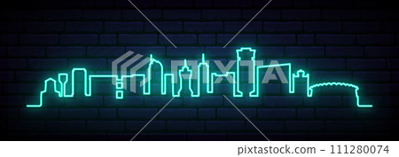 Blue neon skyline of Lusaka. 111280074