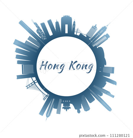 Hong Kong skyline with colorful buildings.  111280121