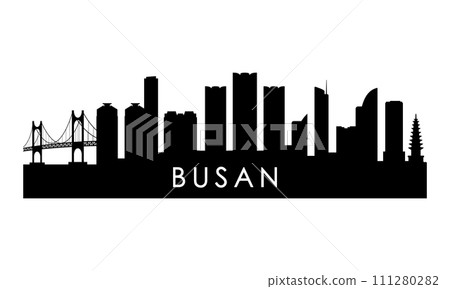 Busan skyline silhouette.  111280282