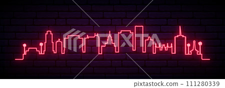 Red neon skyline of Hollywood. 111280339