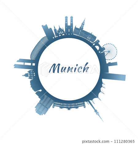Munich skyline with colorful buildings. 111280365
