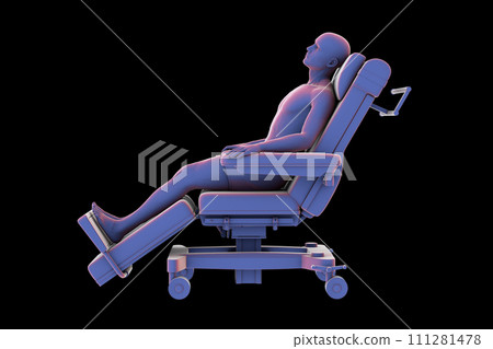 A patient on a medical wheel, 3D illustration A patient on a medical wheel, 3D illustration 111281478
