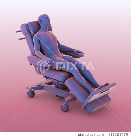 A patient on a medical wheel, 3D illustration A patient on a medical wheel, 3D illustration 111281479