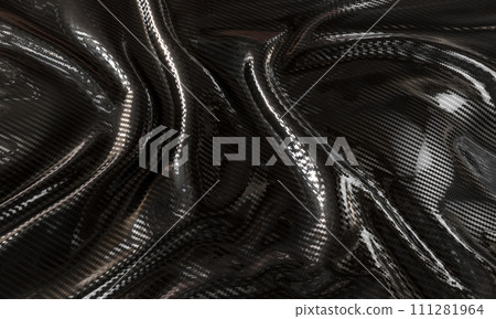 wavy reflective carbon fibre background. 111281964
