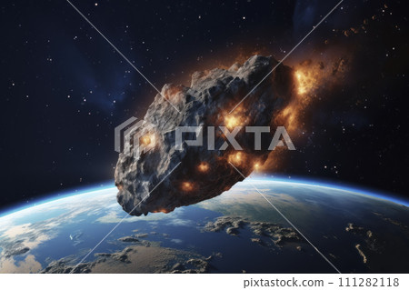 AI-generated content. Giant Asteroid Approaching Earth in Space 111282118