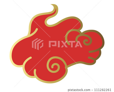 Clouds chinese style. Red and gold clouds, traditional Asian decorative retro element. Light cloud in paper cut style for festival Clouds chinese style. Red and gold clouds, traditional Asian decorative retro element. Light cloud in paper cut style for festival 111282261