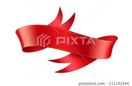 Bright red silk ribbon wave realistic vector illustration Bright red silk ribbon wave realistic vector illustration 111282944