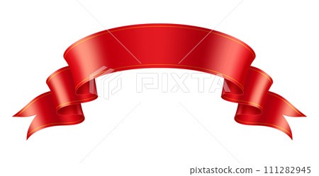Mockup red ribbon realistic vector illustration on white 111282945