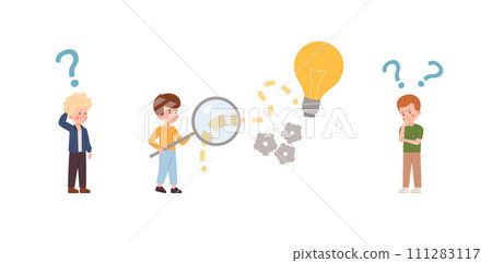 Boys thinking and search for solution and answer. Boys thinking and search for solution and answer. 111283117