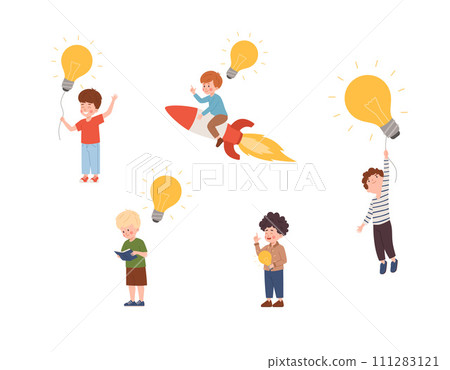 Children make smart decisions for development flat vector illustration isolated. Children make smart decisions for development flat vector illustration isolated. 111283121
