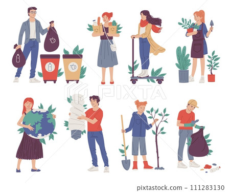 Eco friendly lifestyle people. 111283130