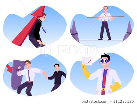 Set of office people solving work problems flat style, vector illustration Set of office people solving work problems flat style, vector illustration 111283180