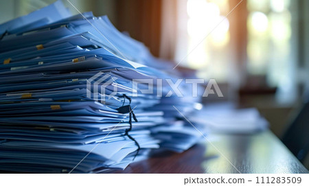 [AI generated image/AI illustration] Stacked files 111283509