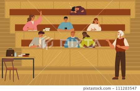 Students at lecture in university vector scene 111283547