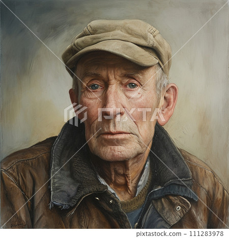 [AI generated image/AI illustration] Elderly man wearing a hat 111283978