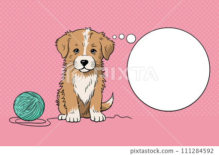 Little cute domestic dog with ball Little cute domestic dog with ball 111284592