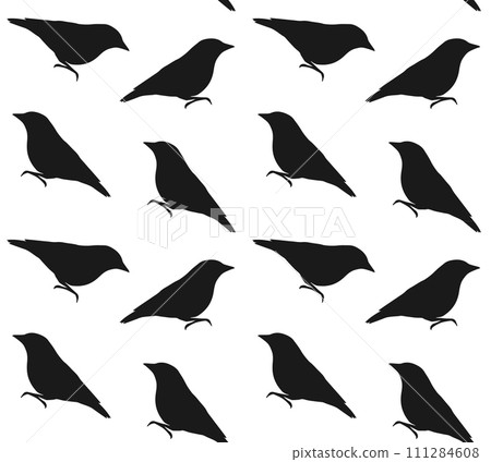 Vector seamless pattern of nuthatch silhouette Vector seamless pattern of nuthatch silhouette 111284608