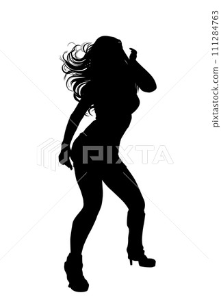 Silhouette of a dancing girl. hand drawing. Not AI. Vector illustration 111284763