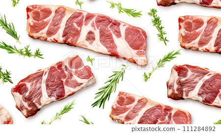 Savor the richness, Beef pieces with bone, meticulously arranged on parchment 111284892