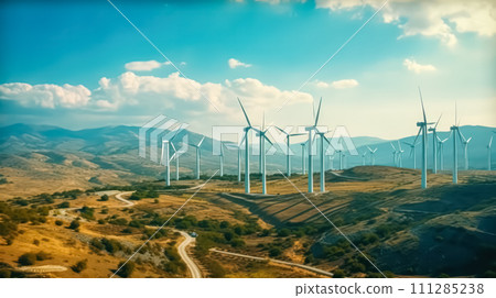 Wind turbines windmill energy farm 111285238
