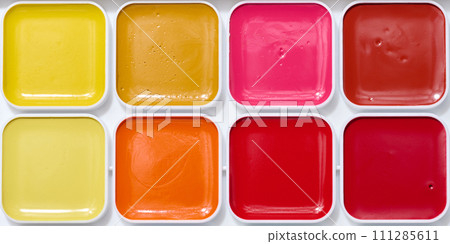 Watercolor paint palette, object for drawing and creativity 111285611