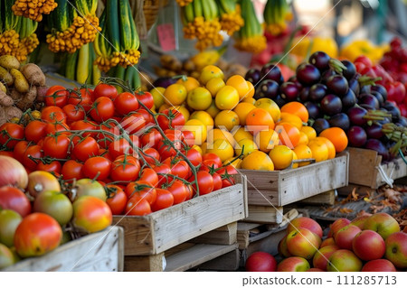 Fall harvest market with vegetables and fruits Fall harvest market with vegetables and fruits 111285713