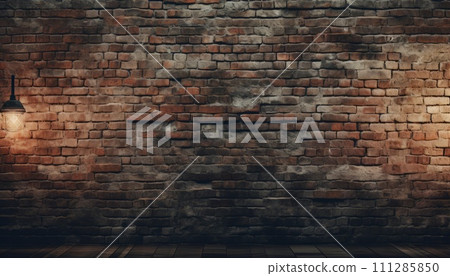 Red brick wall texture background with backlight 111285850