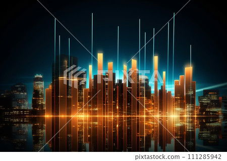 Upward growth arrow and success progress, graph of improving business skills 111285942