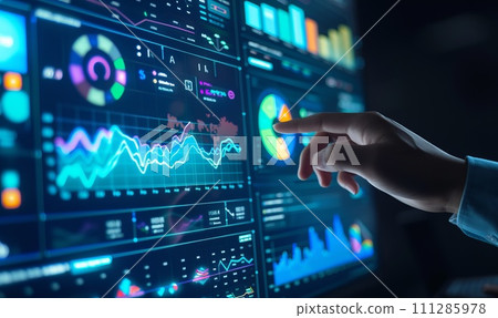 Dashboard Intelligent infographic technology UI interface, analytical graph of financial data 111285978