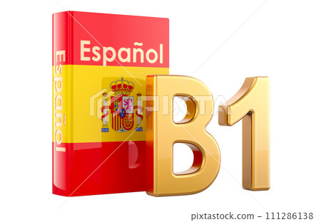 B1 Spanish level, concept. B1 Intermediate, 3D rendering B1 Spanish level, concept. B1 Intermediate, 3D rendering 111286138
