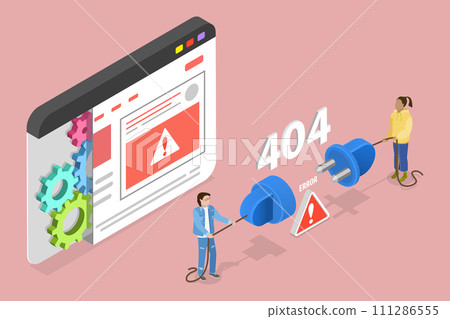 3D Isometric Flat Vector Illustration of 404 Error Page 111286555