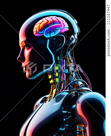 AI-generated content. Robotic Intellect in Obscured Vision AI Generated 111287447