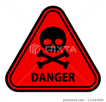 Skull mark danger warning sign 111287600
