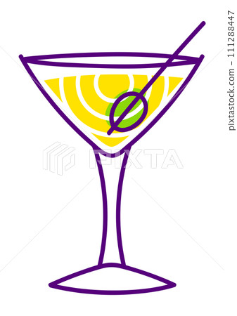Martini cocktail in glass. Alcoholic drink illustration. Martini cocktail in glass. Alcoholic drink illustration. 111288447