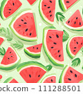 seamless pattern with watermelon slices 111288501