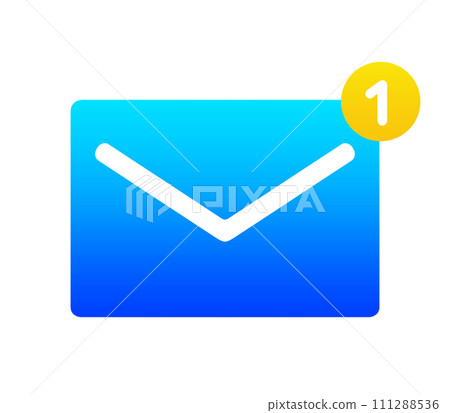 帶有藍色漸變通知徽章的電子郵件圖標 111288536