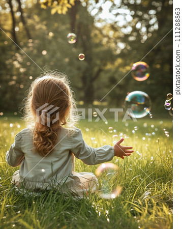 [AI生成圖像/AI插圖] 玩肥皂泡的女孩 111288863