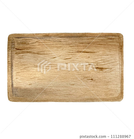 Watercolor wooden cutting board isolated on white 111288967