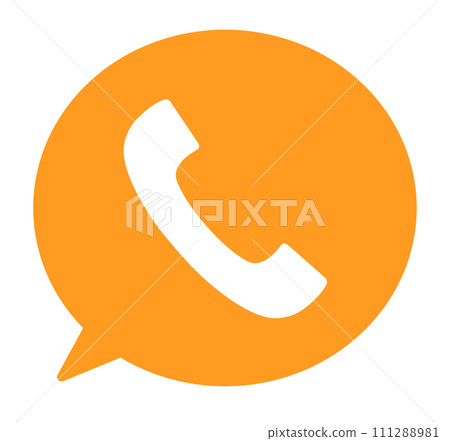 簡單的橙色電話和語音氣泡 111288981