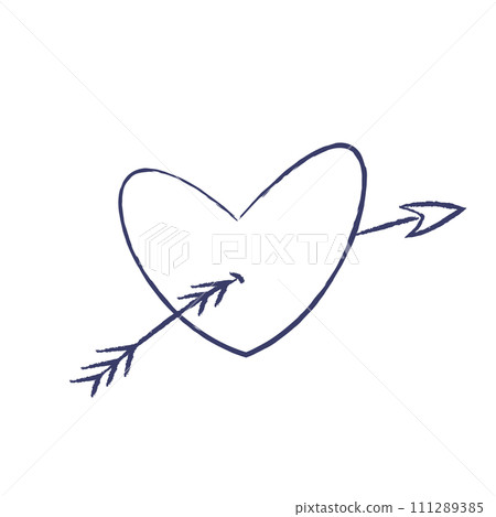 Isolated doodle Heart with Wings pierced by Arrow Isolated doodle Heart with Wings pierced by Arrow 111289385