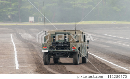A traveling Japan Ground Self-Defense Force medium-range multipurpose guided missile launcher 111289570
