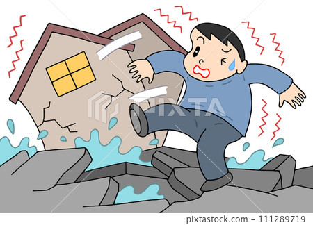 自然災害-地震、地震災害、地面裂縫、液化 自然災害-地震、地震災害、地面裂縫、液化 111289719