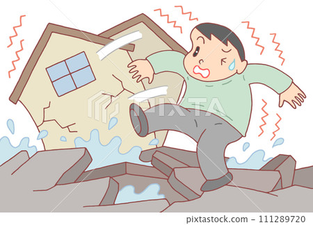 Natural disasters - Earthquakes, earthquake disasters, ground cracks, liquefaction 111289720