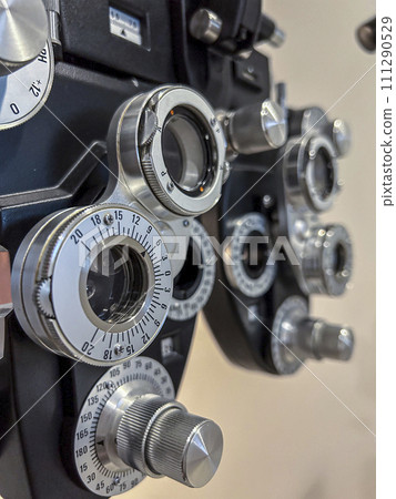 Phoropter or ophthalmoscope equipment macro. 111290529